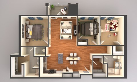 Floor plan for 3 beds, 2 baths, 1470 sqft